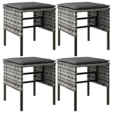 Garden Footstools with Cushions 4 pcs Grey Poly Rattan