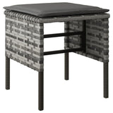 Garden Footstools with Cushions 4 pcs Grey Poly Rattan