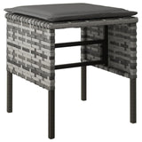 Garden Footstools with Cushions 4 pcs Grey Poly Rattan - Side View