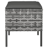 Garden Footstools with Cushions 4 pcs Grey Poly Rattan - Rear View