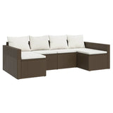 2 Piece Garden Lounge Set with Cushions Brown Poly Rattan - Side View