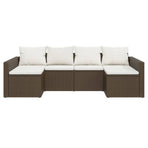2 Piece Garden Lounge Set with Cushions Brown Poly Rattan