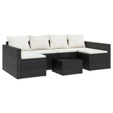 2 Piece Garden Lounge Set with Cushions Black Poly Rattan