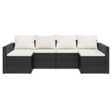 2 Piece Garden Lounge Set with Cushions Black Poly Rattan - Top-Down View