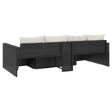 2 Piece Garden Lounge Set with Cushions Black Poly Rattan - Rear View