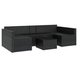 2 Piece Garden Lounge Set with Cushions Black Poly Rattan - Close-Up Angle