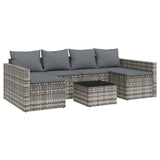 2 Piece Garden Lounge Set with Cushions Grey Poly Rattan - Front View