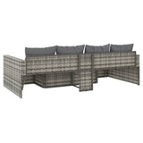 2 Piece Garden Lounge Set with Cushions Grey Poly Rattan - Rear View