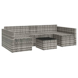 2 Piece Garden Lounge Set with Cushions Grey Poly Rattan - Close-Up Angle