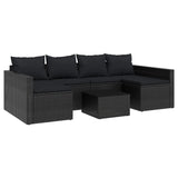 2 Piece Garden Lounge Set with Cushions Black Poly Rattan - Front View