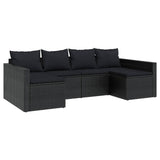 2 Piece Garden Lounge Set with Cushions Black Poly Rattan