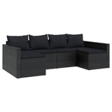 2 Piece Garden Lounge Set with Cushions Black Poly Rattan - Side View