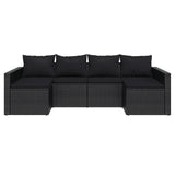 2 Piece Garden Lounge Set with Cushions Black Poly Rattan - Top-Down View