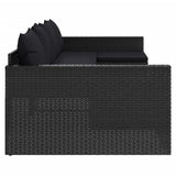 2 Piece Garden Lounge Set with Cushions Black Poly Rattan - 45-Degree Angle