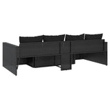 2 Piece Garden Lounge Set with Cushions Black Poly Rattan - Rear View