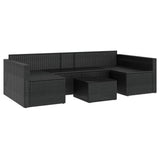 2 Piece Garden Lounge Set with Cushions Black Poly Rattan - Close-Up Angle