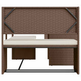 Garden Sofa with Table and Cushions L-Shaped Brown Poly Rattan - Top-Down View
