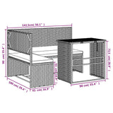 Garden Sofa with Table and Cushions L-Shaped Brown Poly Rattan - Low Angle