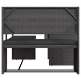 Garden Sofa with Table and Cushions L-Shaped Black Poly Rattan - Top-Down View