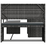 Garden Sofa with Table and Cushions L-Shaped Grey Poly Rattan - Top-Down View