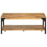 2-Layer Coffee Table 100x55x38 cm Solid Wood Mango and Steel - Front View
