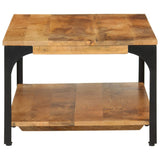 2-Layer Coffee Table 100x55x38 cm Solid Wood Mango and Steel - Side View