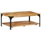 2-Layer Coffee Table 100x55x38 cm Solid Wood Mango and Steel - Extra Image
