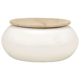 Coffee Table White 51x51x27 cm Solid Wood Mango - Front View
