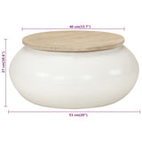 Coffee Table White 51x51x27 cm Solid Wood Mango - 45-Degree Angle