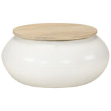 Coffee Table White 51x51x27 cm Solid Wood Mango