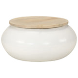 Coffee Table White 51x51x27 cm Solid Wood Mango