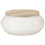 Coffee Table White 51x51x27 cm Solid Wood Mango