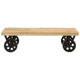Coffee Table with Wheels 110x55x29.5 cm Solid Wood Mango - Front View