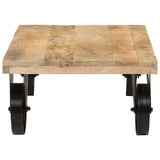 Coffee Table with Wheels 110x55x29.5 cm Solid Wood Mango - Side View