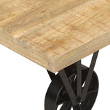 Coffee Table with Wheels 110x55x29.5 cm Solid Wood Mango - Close-Up Angle