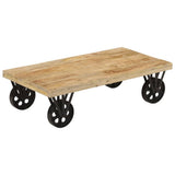 Coffee Table with Wheels 110x55x29.5 cm Solid Wood Mango - Extra Image