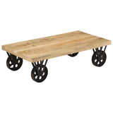Coffee Table with Wheels 110x55x29.5 cm Solid Wood Mango - Extra Image