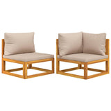2 Piece Garden Sofa Set with Cushions Solid Wood Acacia - Front View
