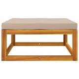 Garden Footrest with Taupe Cushion Solid Wood Acacia - Top-Down View
