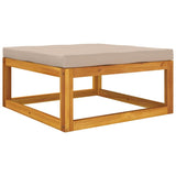 Garden Footrest with Taupe Cushion Solid Wood Acacia - 45-Degree Angle