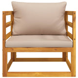 Garden Chair with Taupe Cushions Solid Wood Acacia - Side View