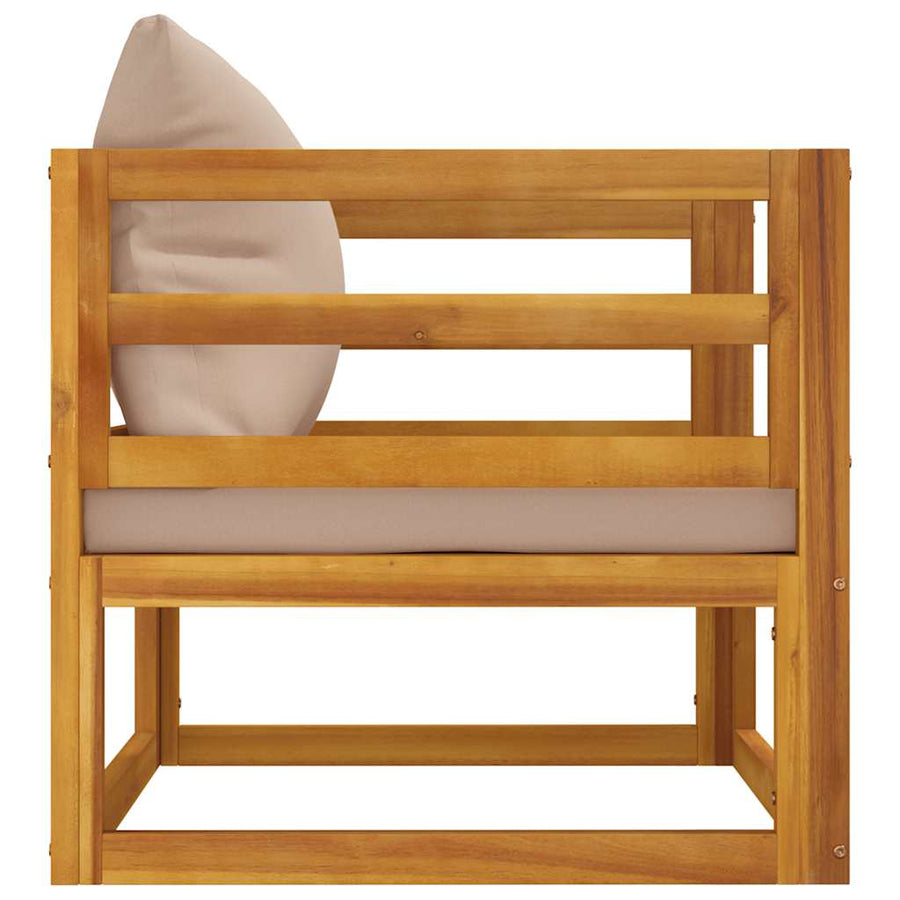 Garden Chair with Taupe Cushions Solid Wood Acacia