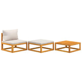 3 Piece Garden Lounge Set with Cushions Solid Wood Acacia - Front View