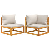 2 Piece Garden Sofa Set with Cushions Solid Wood Acacia - Front View