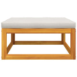 Garden Footrest with Light Grey Cushion Solid Wood Acacia - Top-Down View