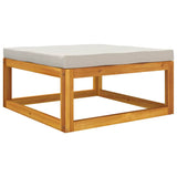 Garden Footrest with Light Grey Cushion Solid Wood Acacia - Rear View