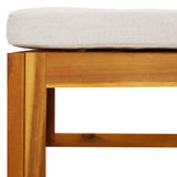 Garden Footrest with Light Grey Cushion Solid Wood Acacia - Close-Up Angle