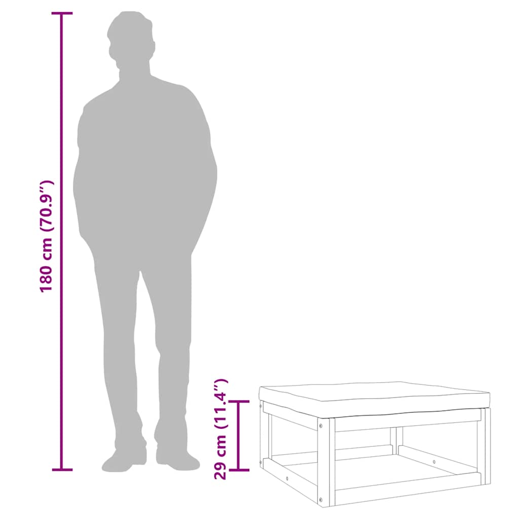 Garden Footrest with Light Grey Cushion Solid Wood Acacia