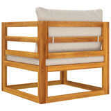 Garden Chair with Light Grey Cushions Solid Wood Acacia - Rear View