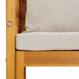 Garden Chair with Light Grey Cushions Solid Wood Acacia - Close-Up Angle